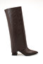 Brown Leather Detachable Women's Boots with Gaiter Detail, 6 cm Heel, Pointed Toe, Zippered - 5