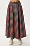 Checkered Pleated Flared Woven Skirt Lnt0044 Anthracite Burgundy - 4