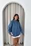 Women's Double-Breasted Collar Detailed Oversize Slim Jean Jacket - 5