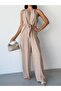 Stone-Fronted Tie-Dye Patterned Satin Jumpsuit - 6