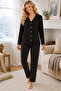 Patterned Milan Knitted Long Sleeve Women's Buttoned Pajama Set - 2
