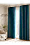Petrol Blue Adafon Soft Velvet Textured Cornice Stylish Decorative Living Room Curtain Background Curtain