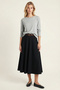 Belted Flared Long Woven Skirt Ldp0097 Dark Blue
