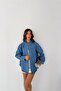 Women's Double-Breasted Collar Detailed Oversize Slim Jean Jacket - 3