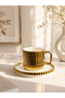 6-Person Porcelain Striped Modern Coffee Cup Set 100ml - 3
