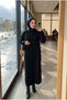 Women's Ribbed Knit Zipper Collar Hijab Knitwear Dress - 2
