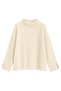 1043 Women's High Neck Sweater with Slit Detail on the Sleeve, Cream - 2