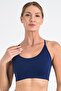 Seamless Bra - Forme |   Navy Blue Laser Cut Seamless Women's Sports Bralette with Gathering Pads - 7