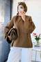 Premium Gabardine Blouse with Zipper Detail on the Shoulder and Scarf - Oil Green