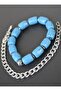 Double Bracelet with Turquoise and Hematite Stones - Multicolor - 2