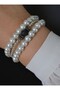 Hematite Lava Stone Vein Bracelet Set - Multi-Colored - 3
