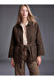 Ozmarka New Season Brown Shirt Collar Leopard Patterned Women's Jean Jacket