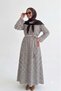 Crew Neck Lace-Up Scarf Striped Combed Cotton Fabric Full Length Dress