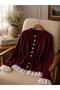 Women's Basic Beard Soft Textured Cardigan with Lace Trim