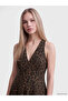 Esvab • Modern & Distinctive Halter Roba Collar Leopard Embroidered A-Line Dress - 4