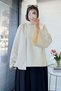 Premium Gabardine Blouse with Zipper on the Shoulder and Scarf Detail - Ecru - 4