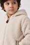 Children's Hooded Plush Coat Ecru - 3