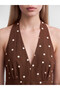 I Halter Roba Collar Polka Dot Gathered A-Line Dress from Freezen Store - 4