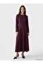 Two Mt Shop Quality Lcw Modest Burgundy Plain Standard & Regular Oval Neck Long Dress