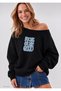 Focus on the Good Printed Oversized Women's Boat Neck Sweatshirt
