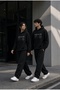 Nexus Motion Couple Lover's Combination Blue Black 3 Thread Oversize Sweatshirt Tracksuit Set Couple Combination - 2