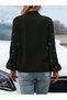 Women's Long-Sleeved Imported Crepe Blouse with Bow Detail and Pearl Embellishments - 4