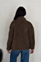 Women's Black Jean Trimmed Zippered Lamb Plush Coat - 4