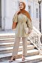 Ruffle Sleeve Belted Stone Tunic