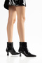 Black Patent Leather Special Design Heeled Women's Boots - 6