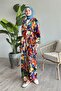Floral Viscose Orange Double Set - 5