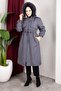 Detachable Hooded Fur Coat with Welsoft Lining on the Inside and Allerli Hijab on the Front 110cm - Anthracite - 4