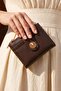 Bitter Brown Wallet with Gold Lock Closure - 2