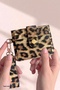Leopard Patterned Tan Card Holder with Keychain Detail