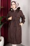 Detachable Hooded Fur and Welsoft Lined Front Allerli Hijab Coat 110cm - Brown - 2