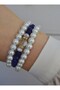Crystal Quartz and Glass Pearl Bracelet Set - Multi-Colored - 2