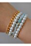 Amazonite and Glass Pearl Bracelet Set - Very Colorful -
