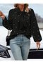 Women's Long-Sleeved Imported Crepe Blouse with Bow Detail and Pearl Embellishments - 5