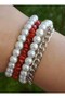 Coral and glass pearl bracelet set - multicolored -