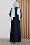 Spiral Stone Patterned Dark Navy Blue Ferace - 3