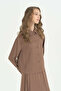 Basic Shirt Skirt Set - Light Brown - 2