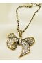 Zircon Stone Bow Necklace - Multicolor -