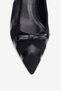 Women's Suede Heeled Shoes Stiletto Pointed Toe Leather Stripe and Bow Detail Lova Black - 4