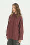 High Collar Cotton Shirt - Plum - 2