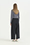 Elastic Waist Baggy Canvas Trousers - Navy Blue - 4