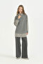 Knitted Mixed Fabric Shirt Tunic - Gray