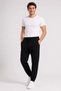 Men's Two-Thread Elastic Waist Lace-Up Regular Fit Jogger Sweatpants - Black