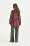 High Collar Cotton Shirt - Plum - 4