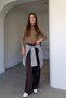 Shirt-Tied Tencel Trousers - Brown
