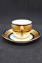 Tirschenreuthe Dark Blue Striped Antique Coffee Cup with Gold Figures 80 ml - 2