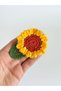 2 Pieces Hand Knitted Sunflower Snap Buckle Organic Cotton Amigurumi Hair Clip for Children and Adults - 4